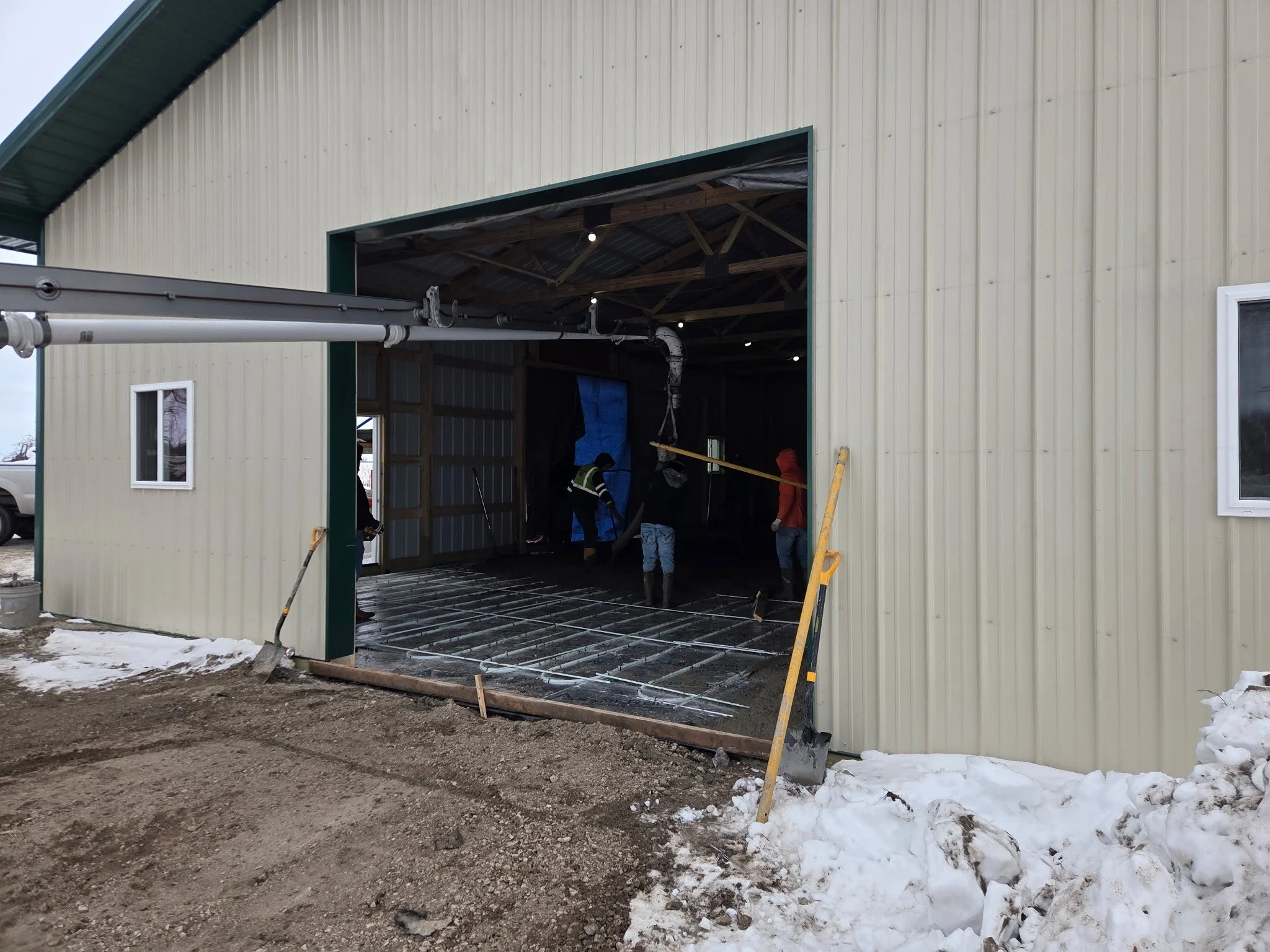 Heavy-duty Farm & Ag concrete pour for a massive new pole barn facility in the Des Moines metro area.