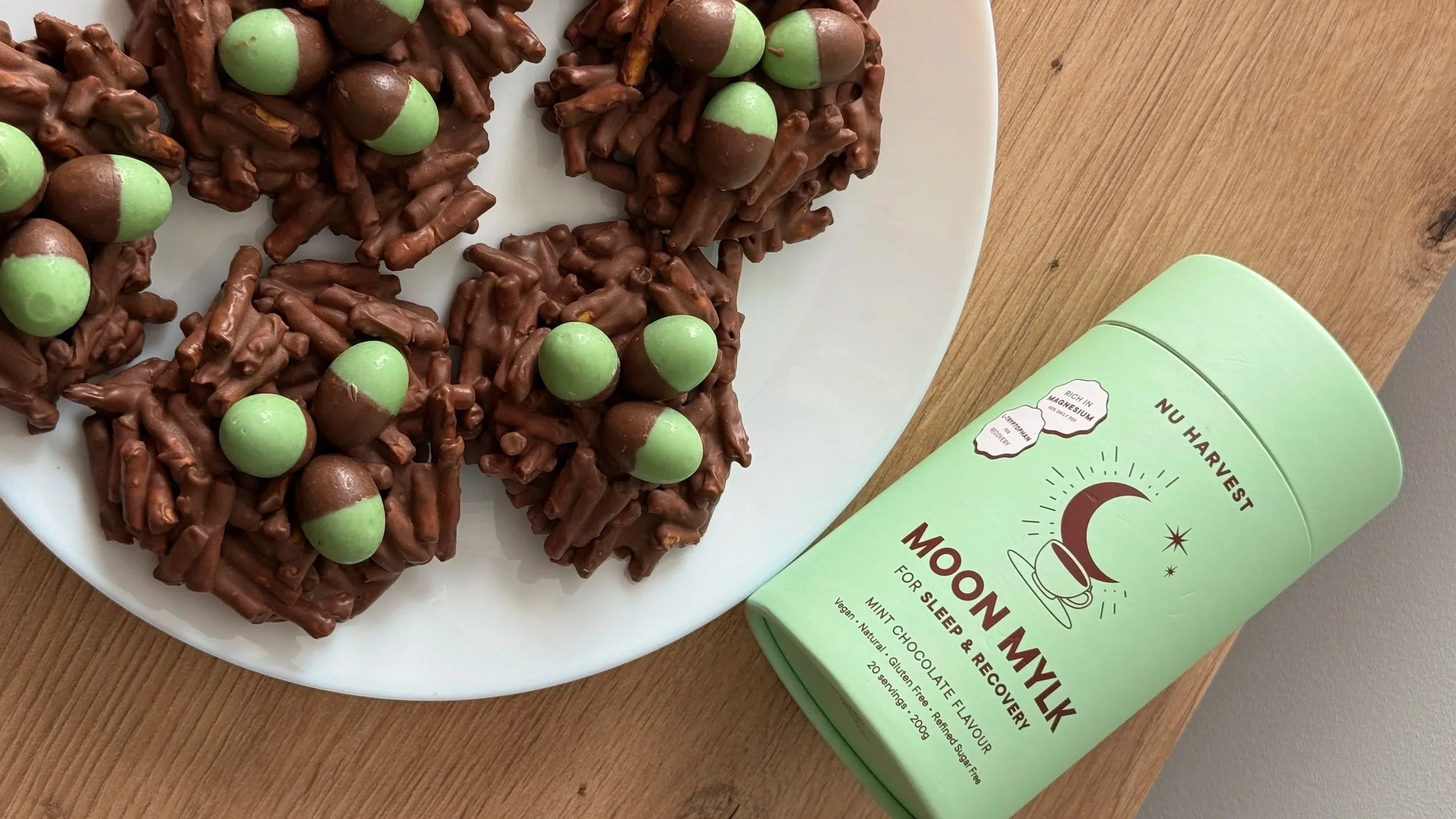 Easter Egg Nests with Nu Harvest Mint Chocolate Moon Mylk