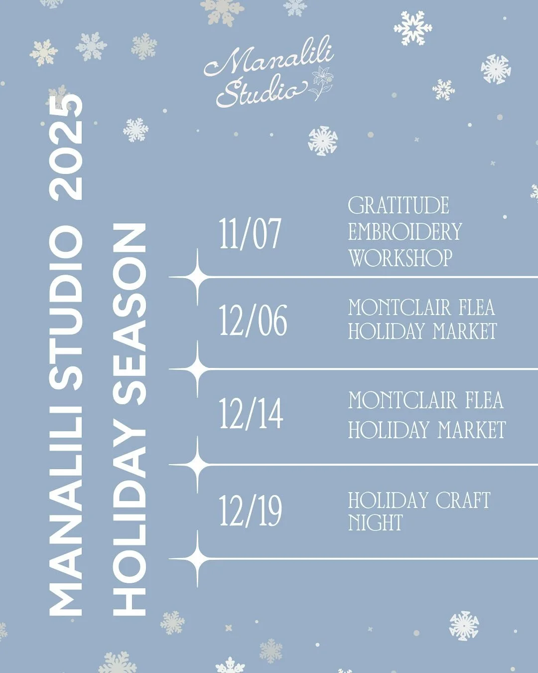 It is not too early for some holiday cheer! Here is what&rsquo;s in store for Manalili Studio:
&bull;
🎁 bby&rsquo;s first holiday market~ I&rsquo;ll be a vendor at the @montclair_flea on Dec 6 &amp; 14 launching my shop! Visit my booth for mindful a