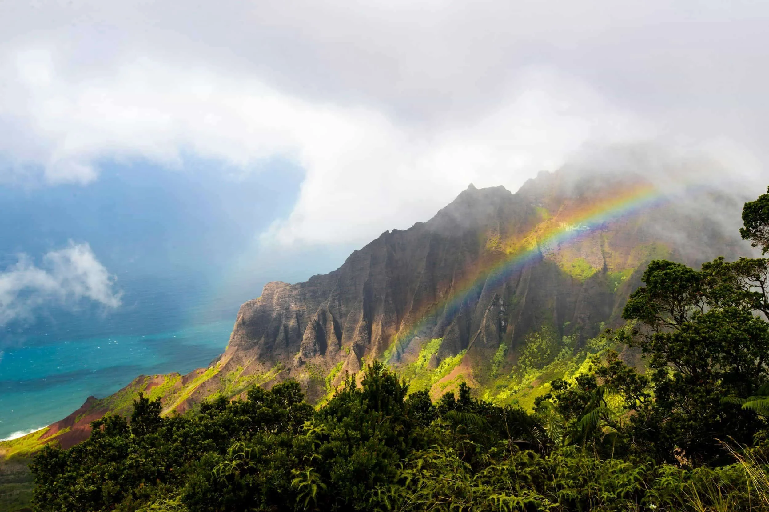 Ocean mountain scape with clouds and rainbow with Dayna Northart, providing psychotherapy online located in Virginia