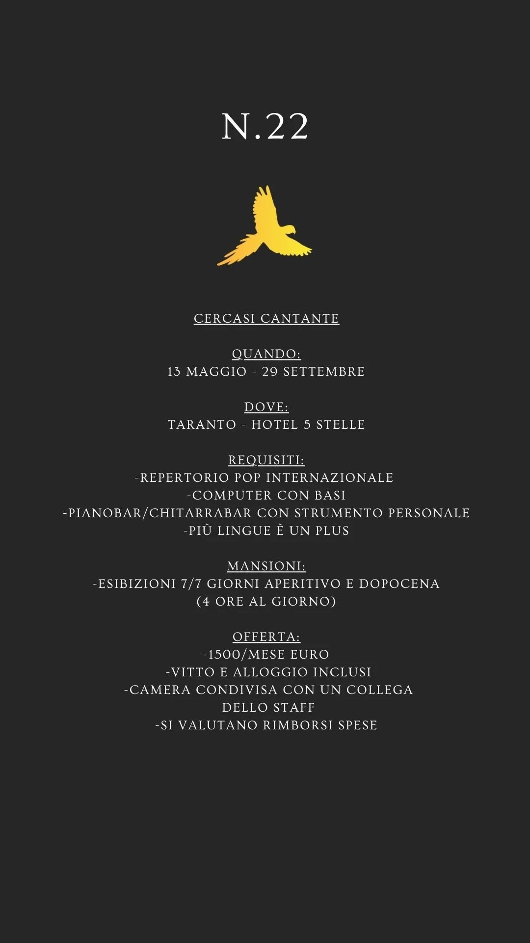 Volantino promozionale per un soggiorno alle Maldive, dedicato a cantanti over 50, con dettagli su date, località, requisiti, menù, offerte e condizioni.