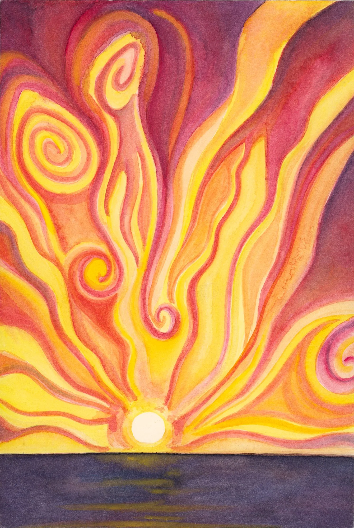 Sunrise, Sunset, watercolor on paper