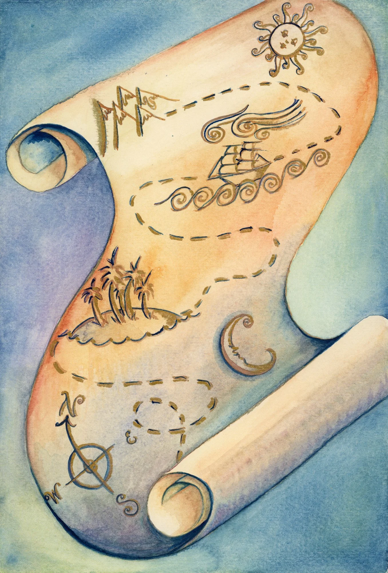 Adventure, watercolor on paper