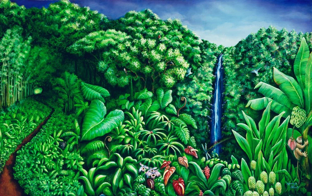 "Paradise Plus a Panther", 2001
Oil on Canvas, 36 x 42 in (91.5 x 106.7 cm)