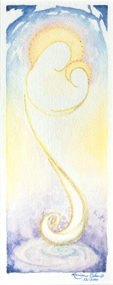 Mother and Child, 2001, watercolor on paper with liquid gold leaf, 11 x 14 in. (28 x 35.5 cm)