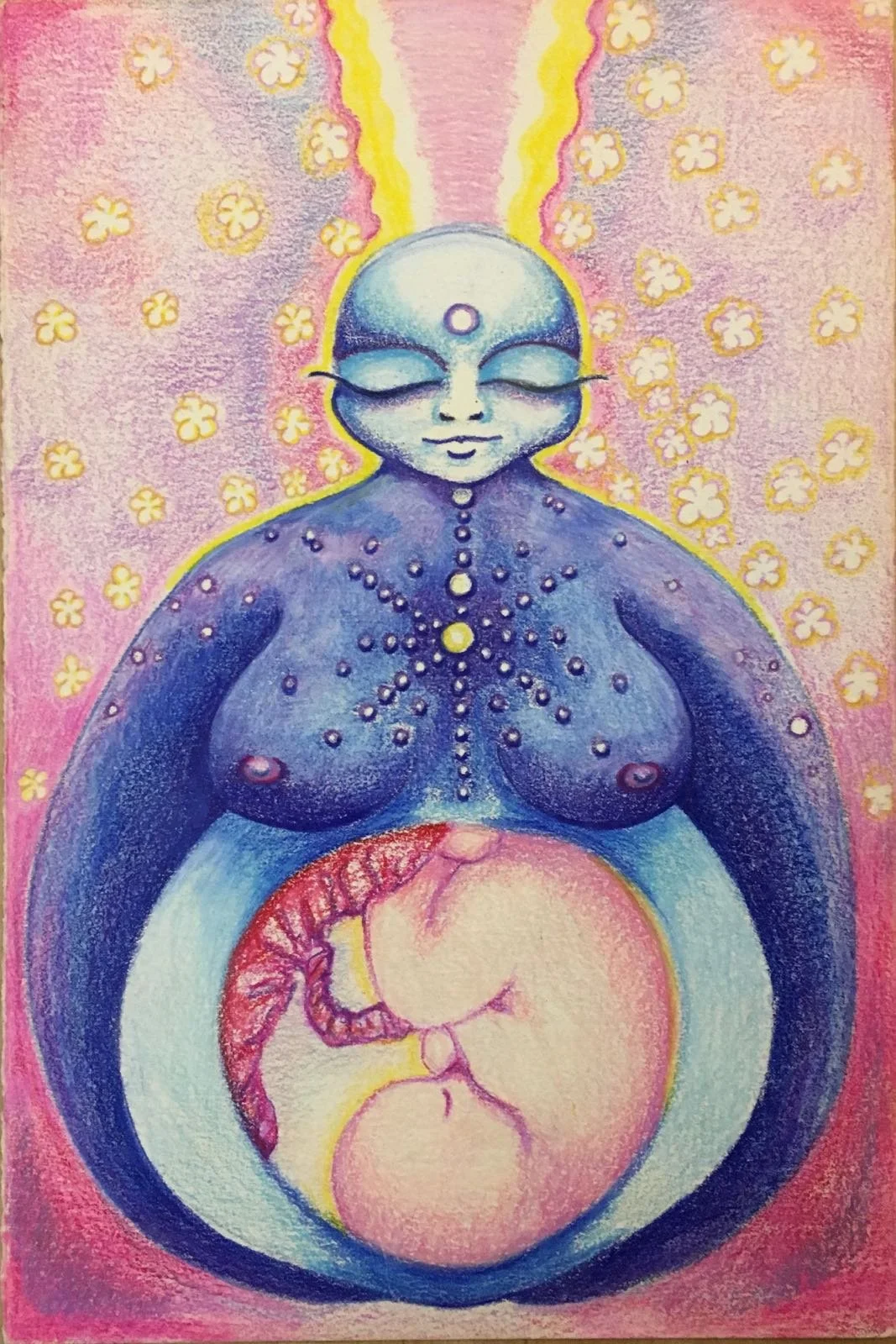 Cosmic Mother Flower Baby, 2003, Prismacolor pencil on bristol board