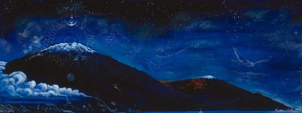 "Heavens of Mauna A Wakea", 2019
Oil on Canvas, diptych
16 x 32 in (40.6 x 81.2 cm) overall