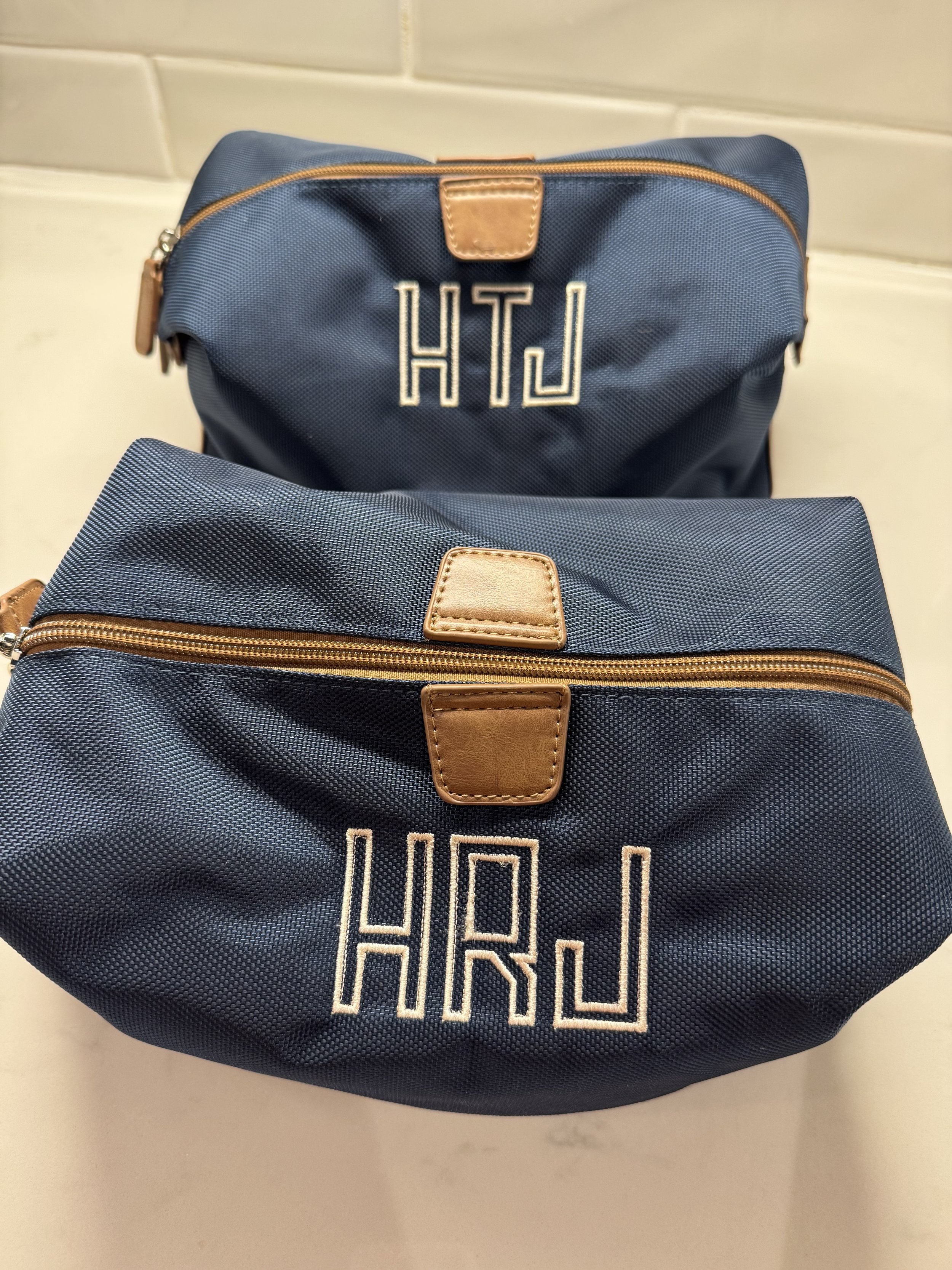 Navy Canvas and Leather Dopp Kit