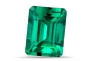 Emerald-cut green gemstone.