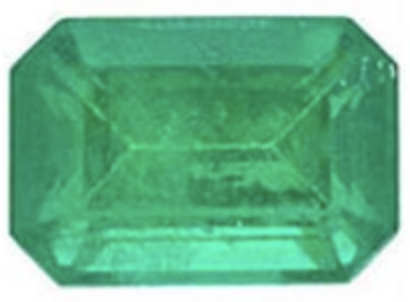 Green rectangular emerald gemstone.