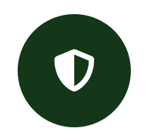Green circular icon with a white shield symbol in the center.