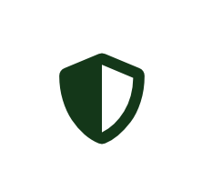 A green shield icon with a split design, representing security or protection