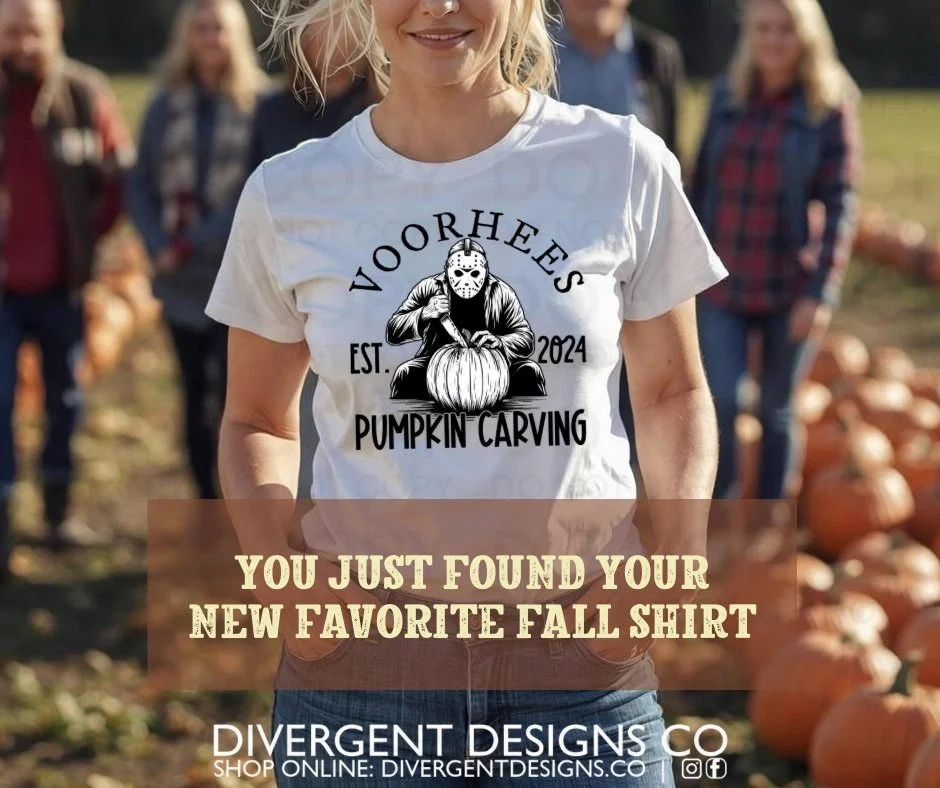 🎃🍂 Fall vibes just got spooky-cool.
This Voorhees Pumpkin Carving tee is the perfect mix of creepy + cozy for your autumn wardrobe.
✨ Limited run &mdash; grab yours before they disappear into the pumpkin patch!
👉 Shop now at divergentdesigns.co

#