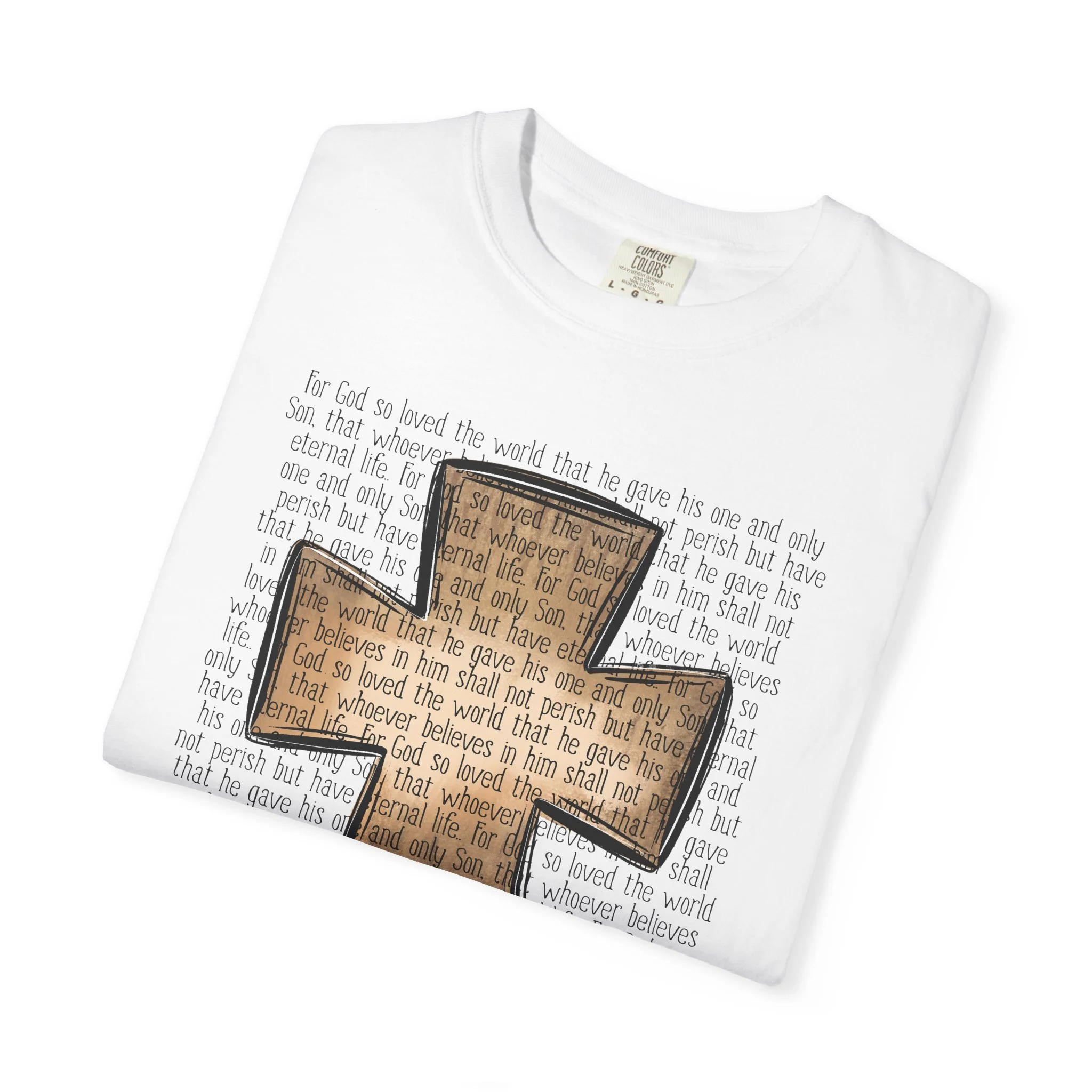 John 3:16 Cross Scripture Graphic T-Shirt | Comfort Colors 1717 Unisex Tee