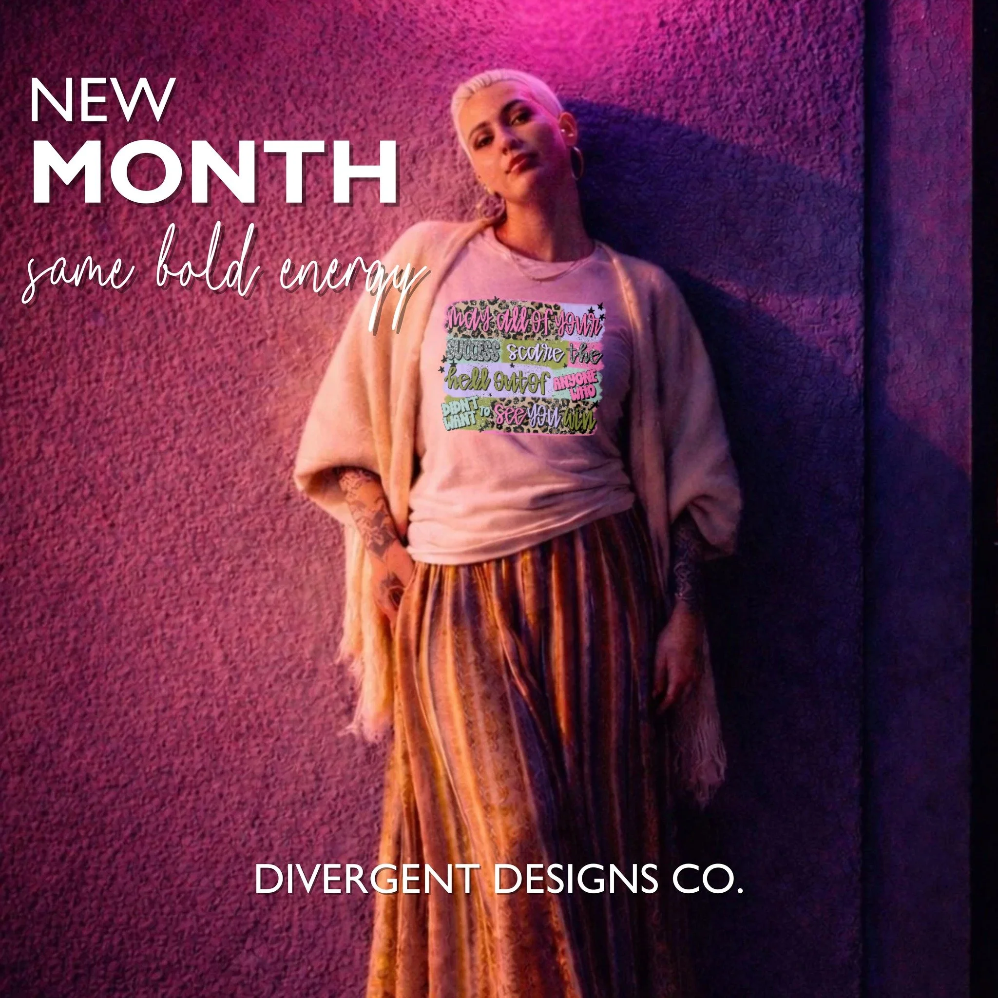 New month. Same bold energy.

No softening. No toning it down.
Just real style for real life&mdash;designed to be worn, lived in, and felt.

February, let&rsquo;s do this. 🖤
&mdash;
DIVERGENT DESIGNS CO.

#BoldEnergy #EverydayStatements #GraphicTeeS