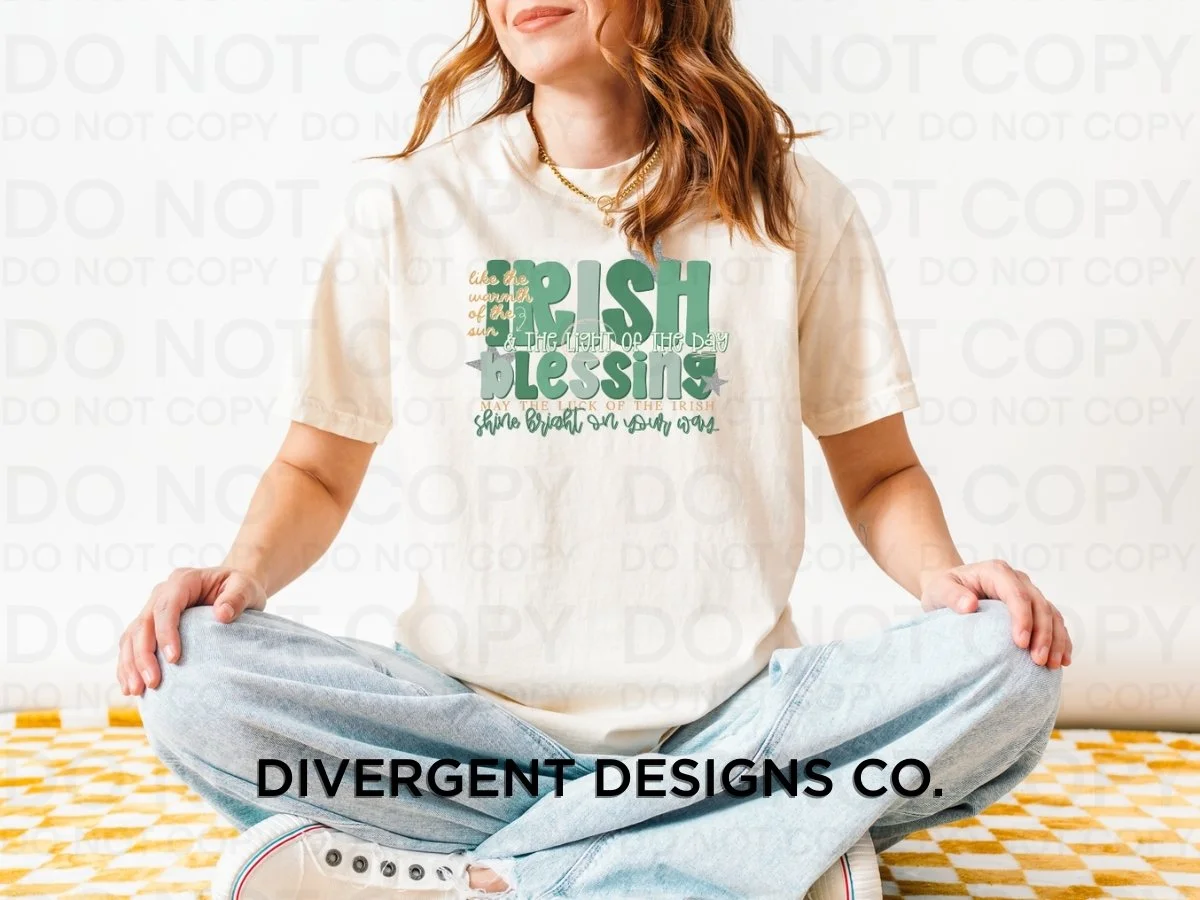 🍀 IRISH BLESSING 🍀
Like the warmth of the sun &amp; the light of the day&hellip; may the luck of the Irish shine bright on your way ✨

Whether you're Irish by blood or just Irish for the vibes, this tee is the perfect mix of cozy + charming + state