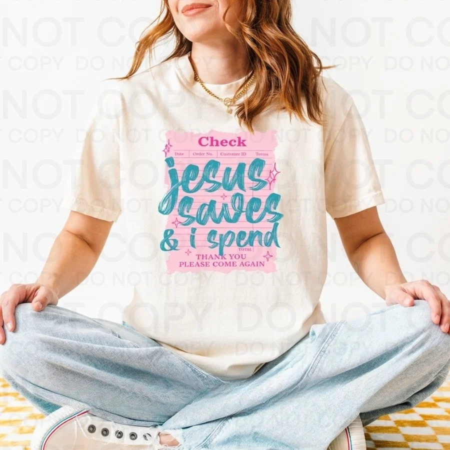 ✨ He saves&hellip; &amp; I spend. 🙌💁&zwj;♀️

Faith-filled AND a little fabulous.
Because we can love Jesus and love cute things too. 💗

This tee is the perfect mix of playful + powerful &mdash; soft, comfy, and guaranteed to spark a conversation (