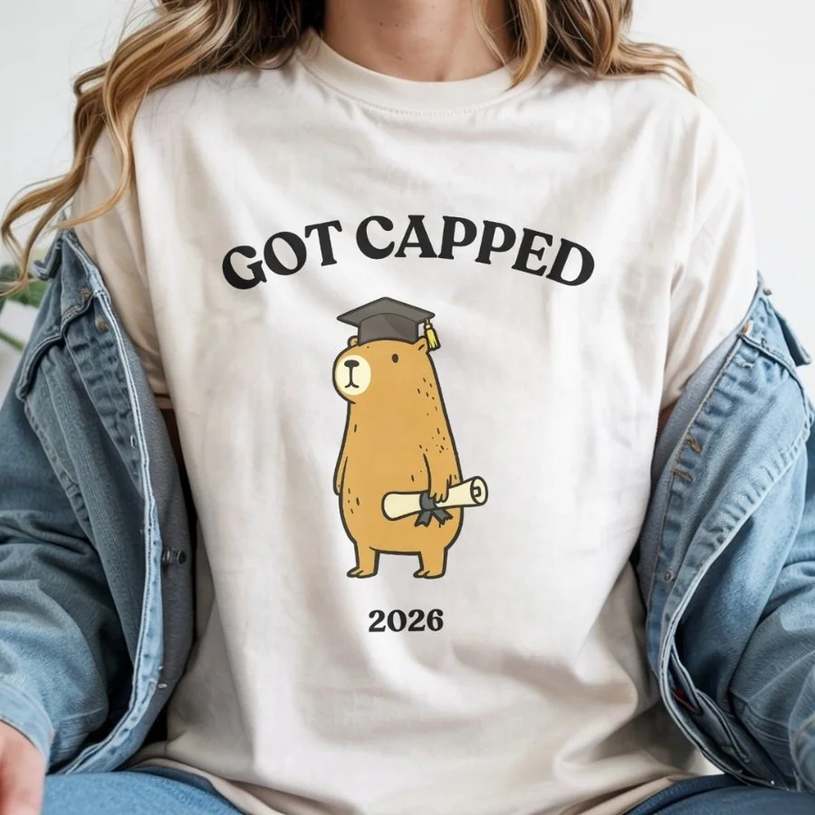 Got Capped 2026 Bear Graduation Tee | Funny Class of 2026 Graphic Shirt