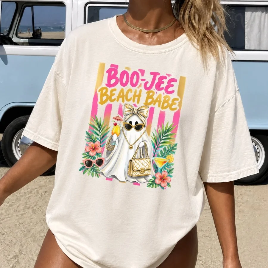 Boo-Jee Beach Babe Summerween Ghost Graphic Tee – Comfort Colors C1717