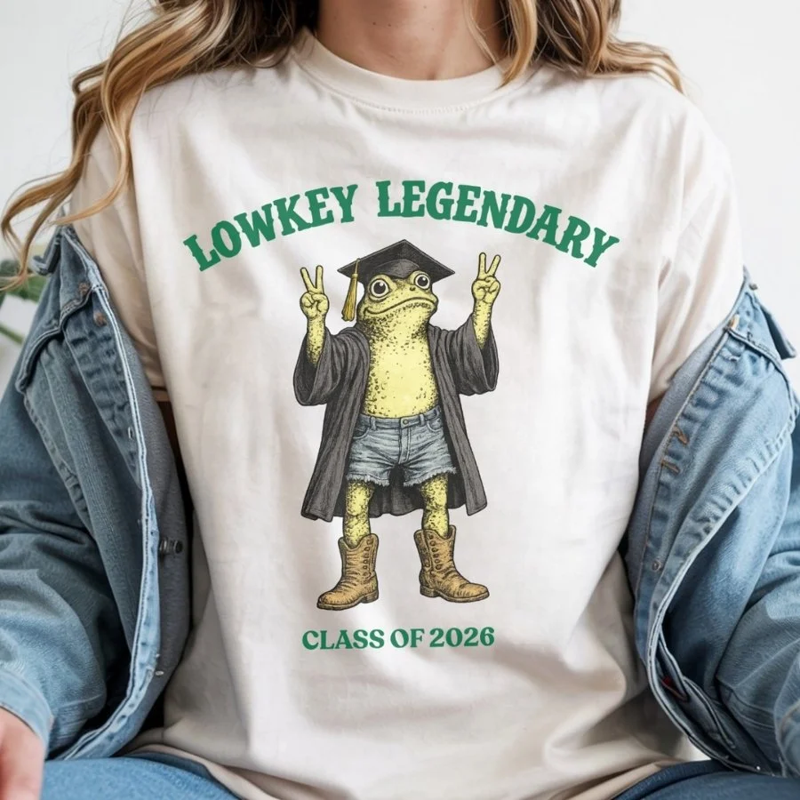 Lowkey Legendary Class of 2026 Frog Graduation Tee | Funny Senior Graphic Shirt