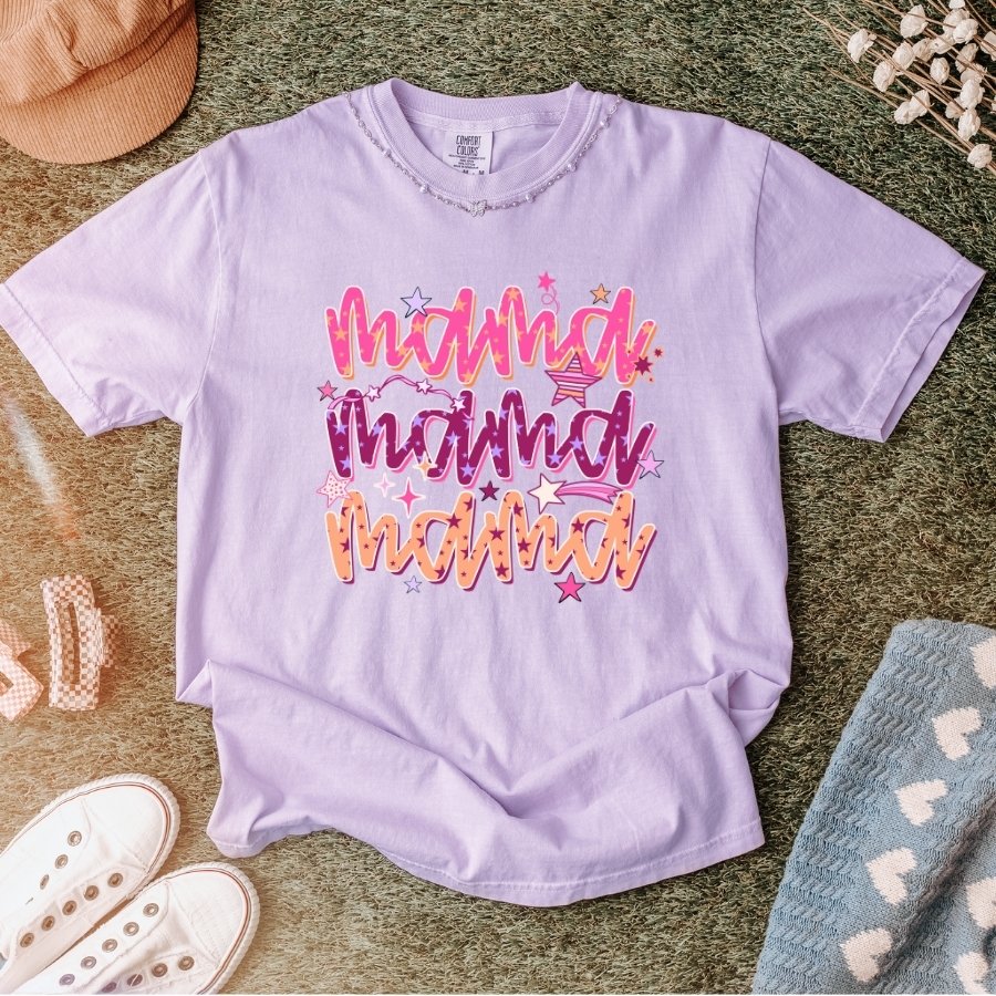 Mama Retro Script Graphic Tee – Comfort Colors® 1717 Colorful Mother's Day Shirt