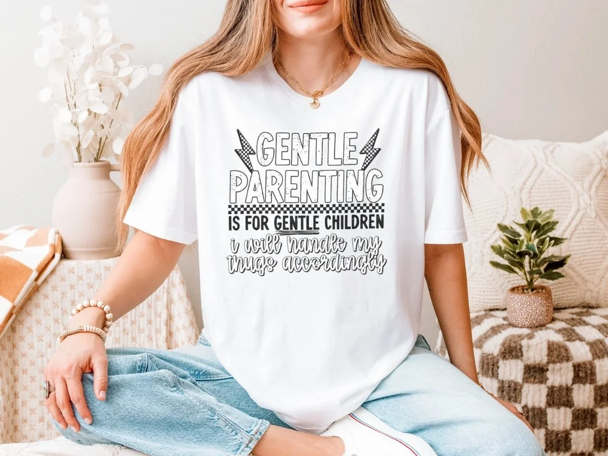 Gentle Parenting… Kinda Tee | Funny Mom Life Shirt | Relatable Parenting Humor T-Shirt