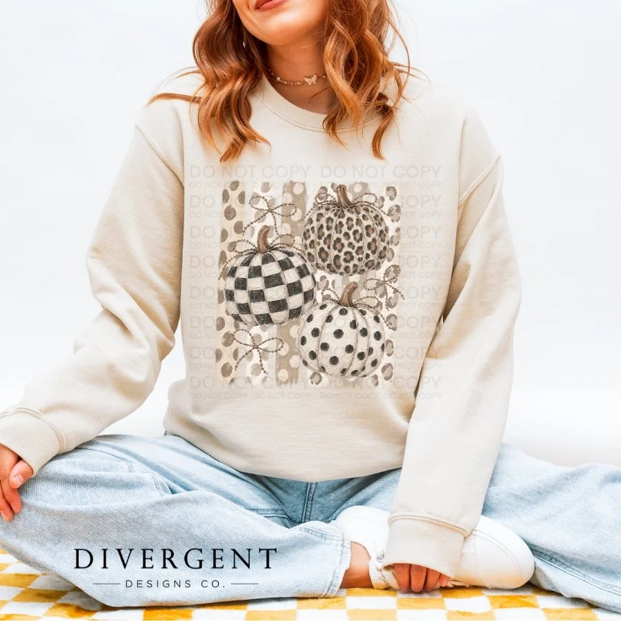 Neutral Pattern Pumpkin Crewneck Sweatshirt