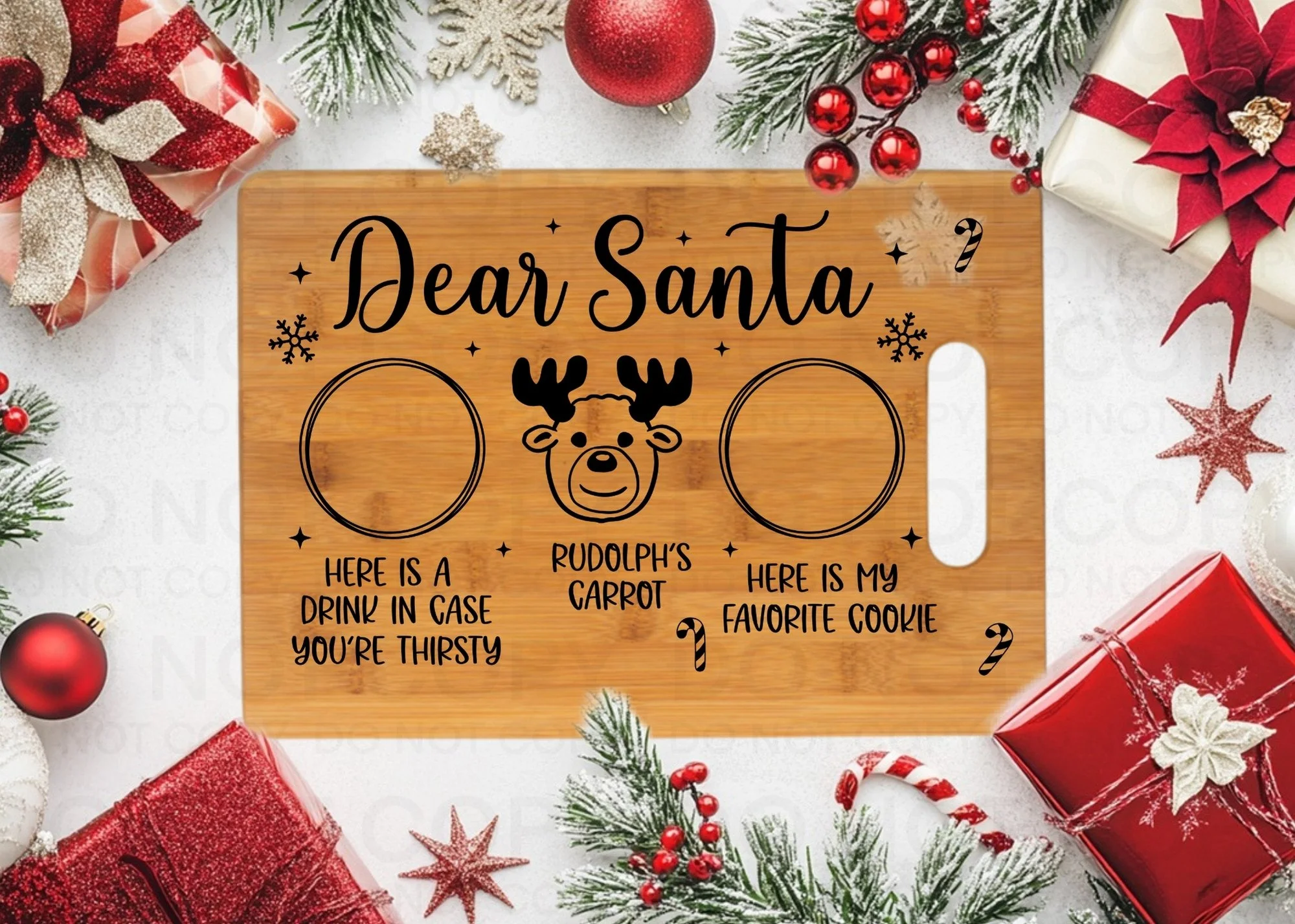 Personalized Santa Tray 1001 | Custom Bamboo Santa Tray for Kids & Families