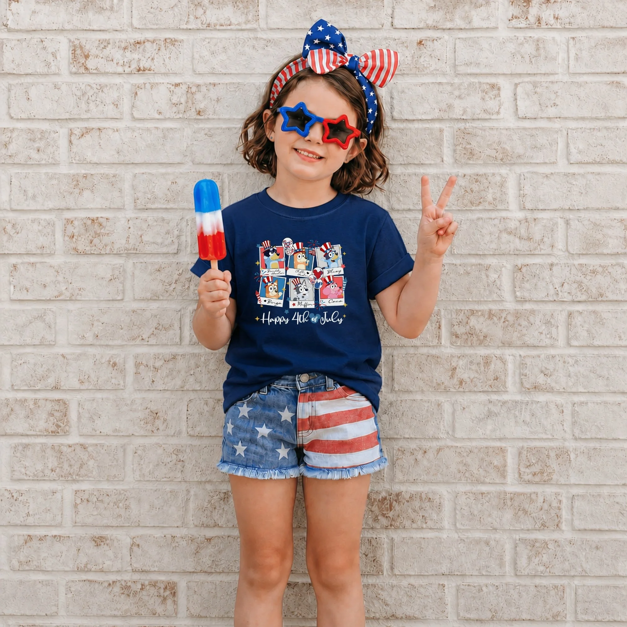 Patriotic Cartoon Pup Friends Shirt | Kids Fourth of July Graphic Tee | Toddler & Youth Holiday Shirt