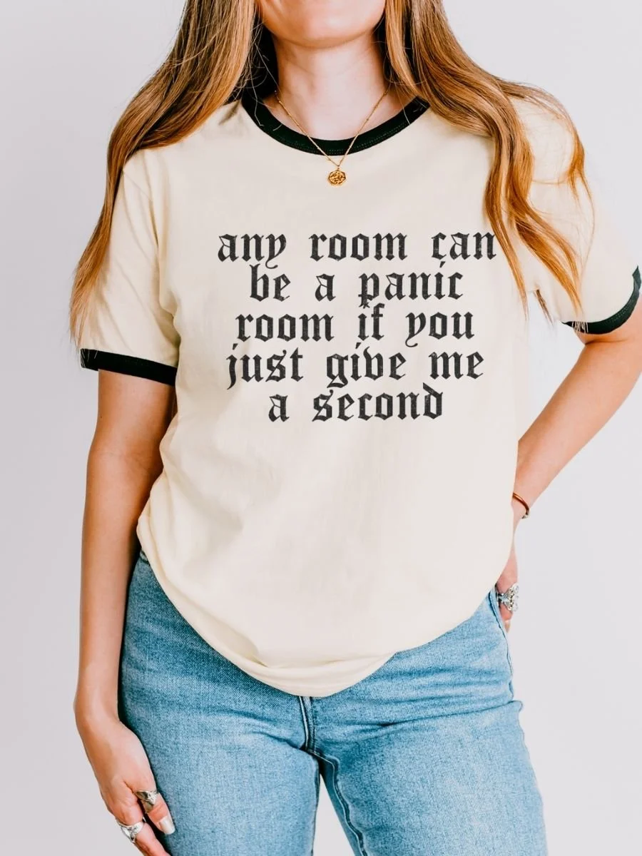 Any Room Can Be a Panic Room – Next Level 3604 Unisex Ringer T-Shirt