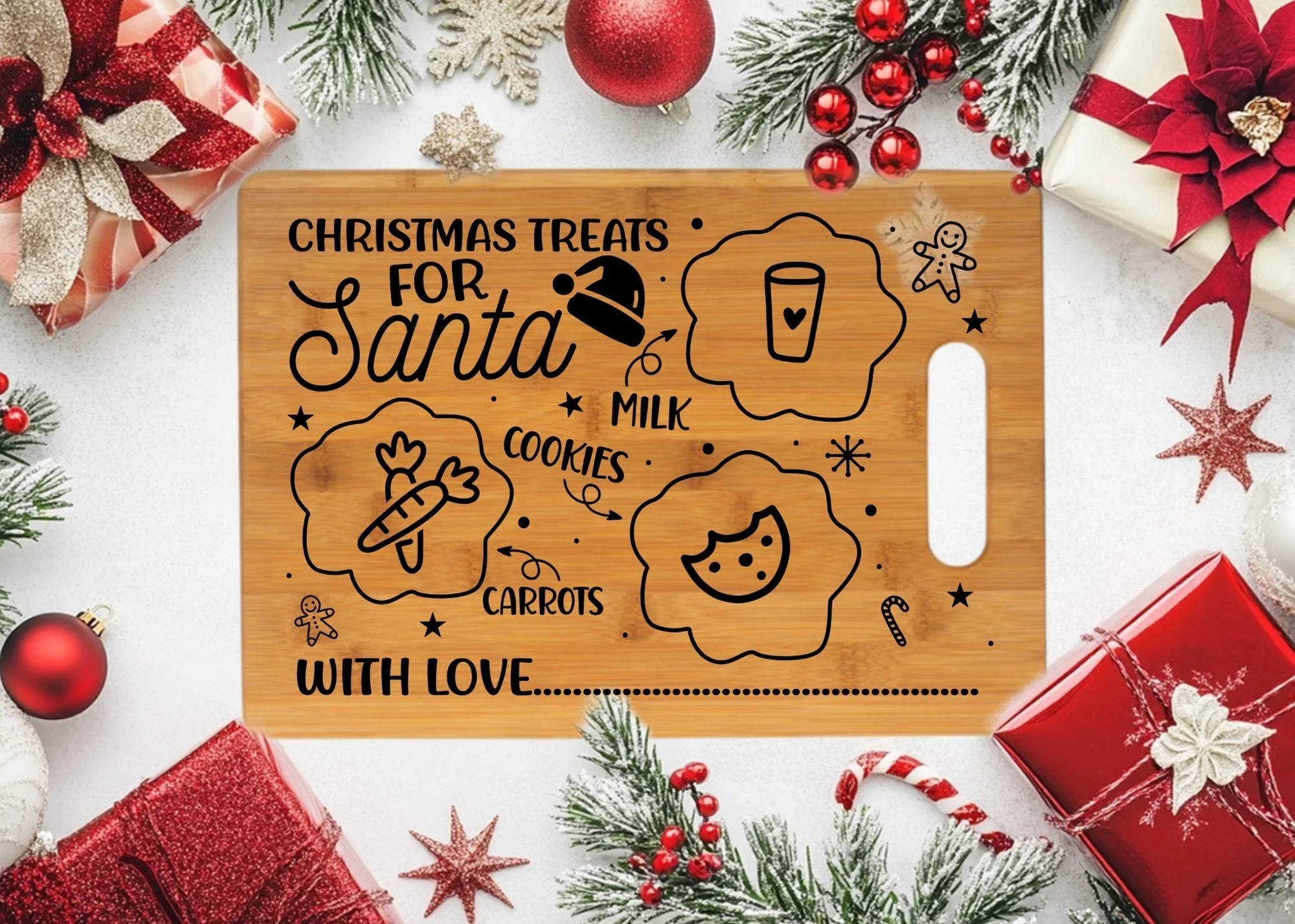 Personalized Santa Tray 1005 | Custom Bamboo Santa Tray for Kids & Families