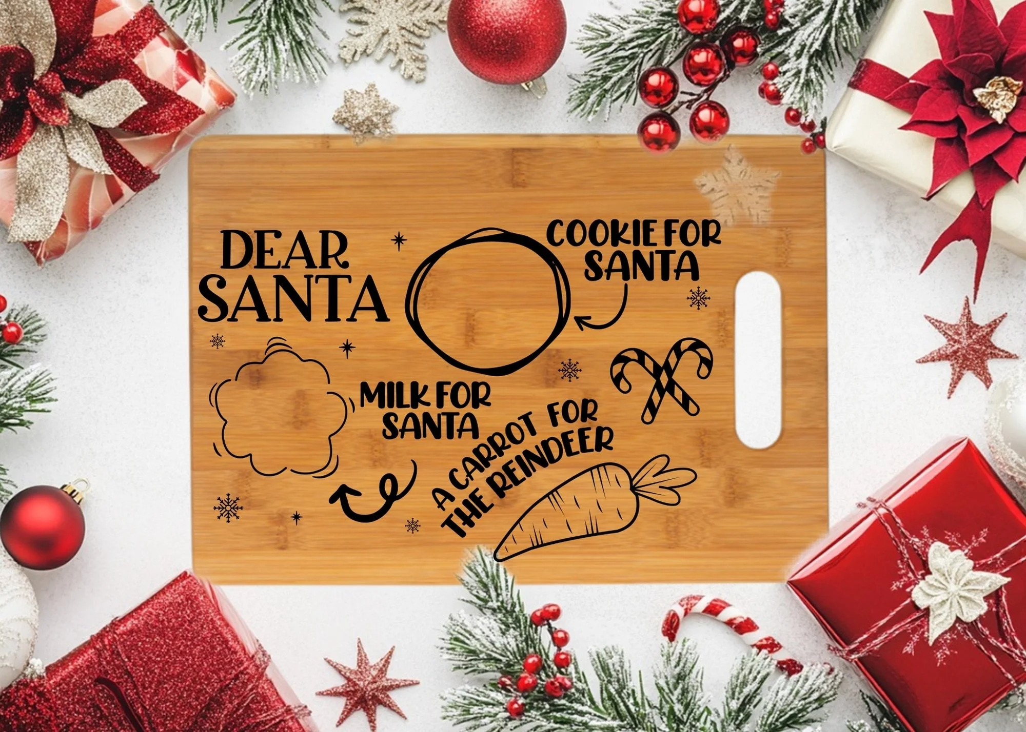 Personalized Santa Tray 1003 | Custom Bamboo Santa Tray for Kids & Families