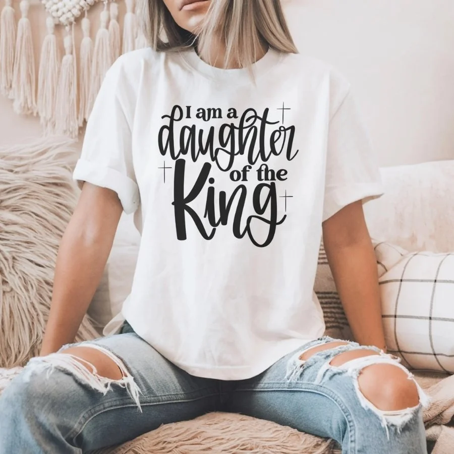 Daughter of the King Christian Graphic Tee | Faith-Based Inspirational Shirt