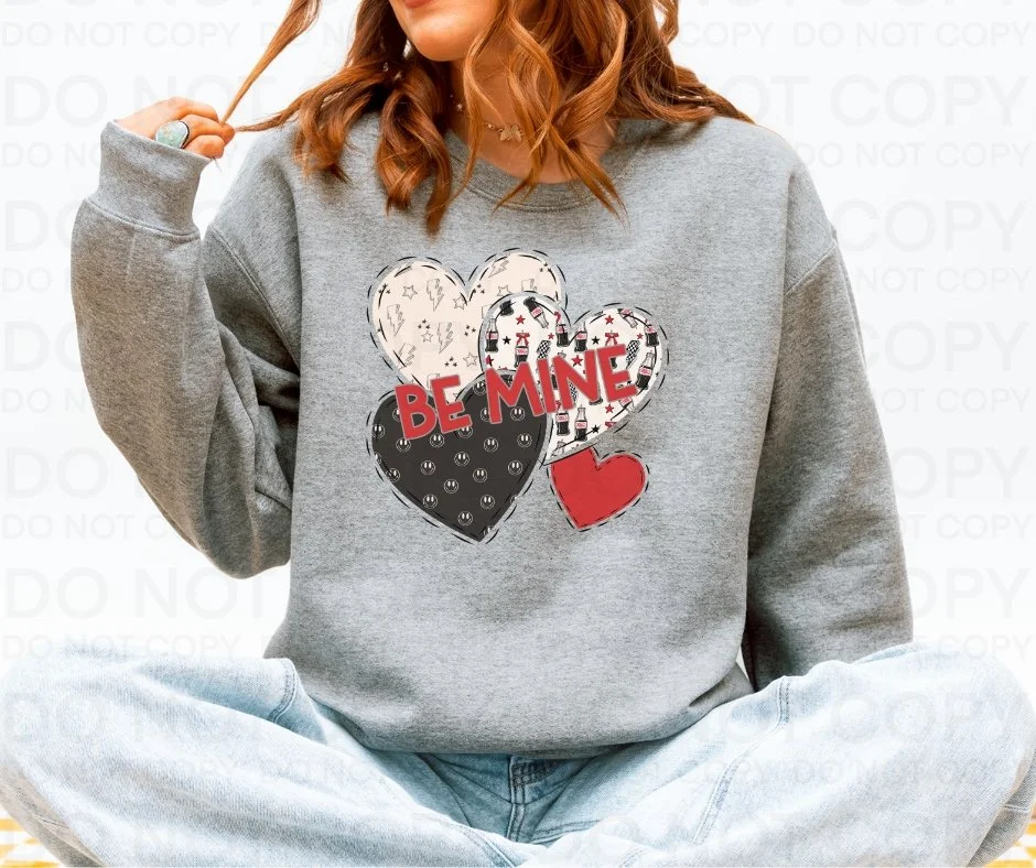 Be Mine Heart Patch Crewneck Sweatshirt – Gildan 18000