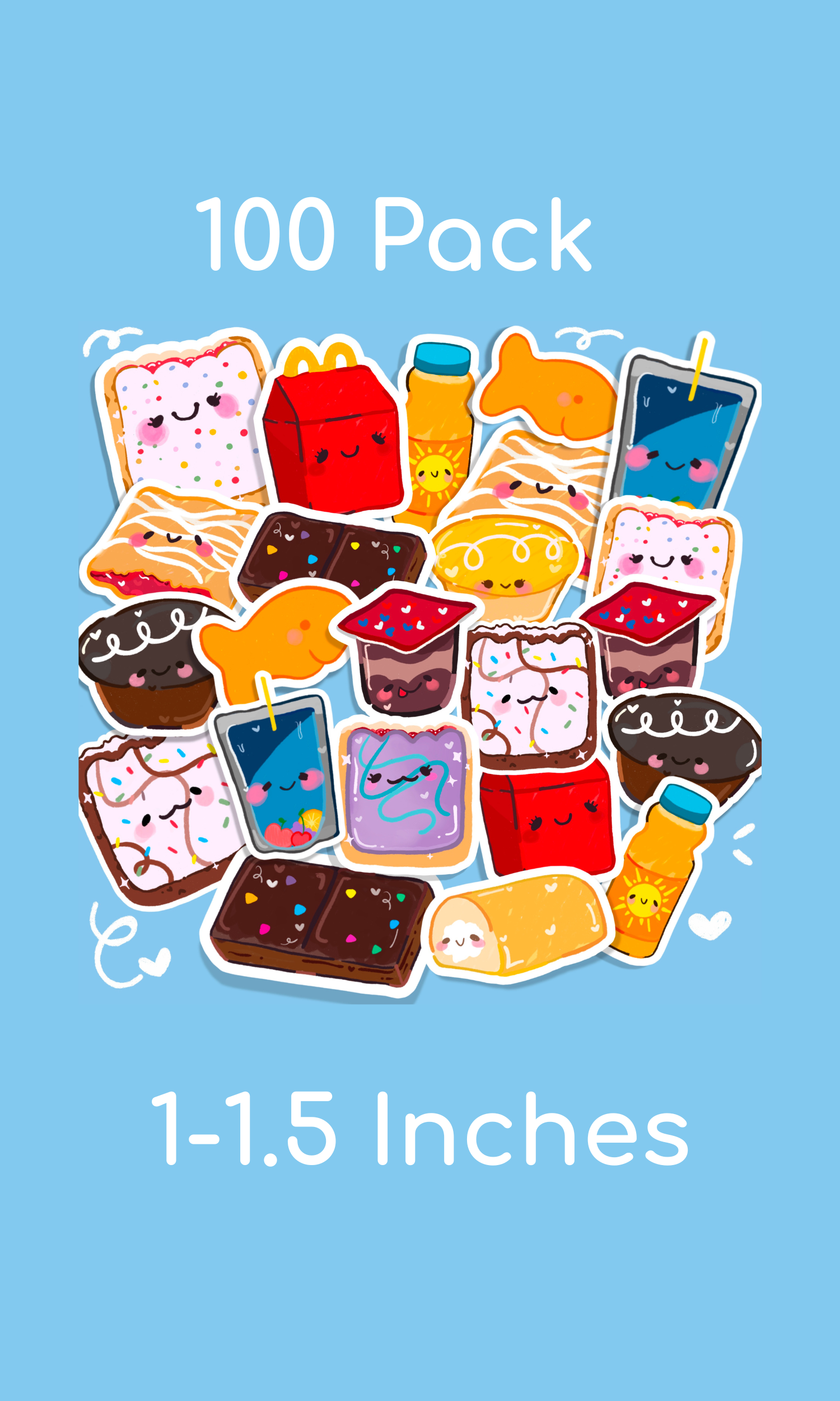 100 SMALL Nostalgia Kawaii Vinyl Sticker flakes | Laptop, Planner Decals Random Set