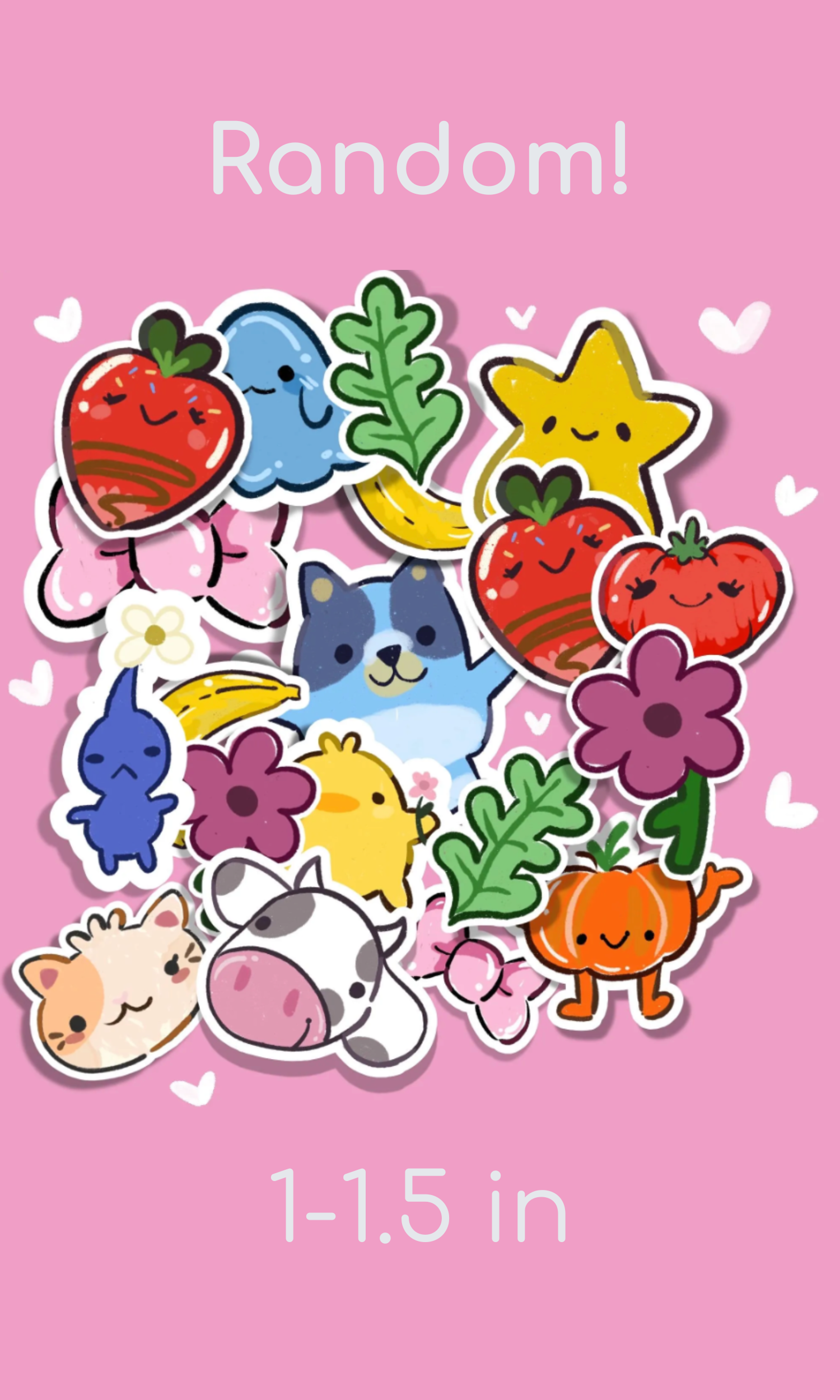 100 SMALL Kawaii Vinyl Sticker flakes | Laptop, Planner Decals Random Set