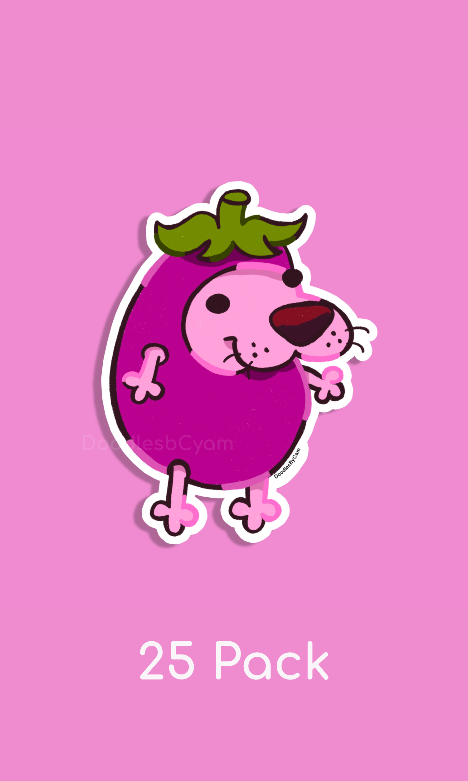Derpy Dog eggplant 25 pack  sticker whole sale shipping included