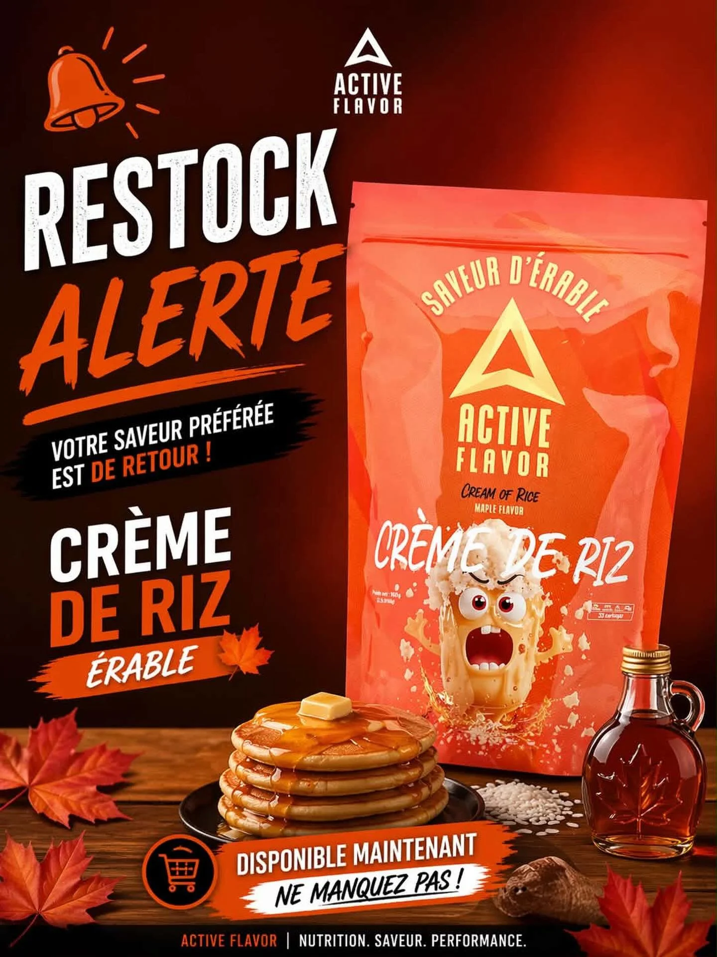 🚨 ALERTE RESTOCK 🚨
Elle est enfin de retour&hellip; la cr&egrave;me de riz saveur &eacute;rable que vous attendiez 🔥🍁

✔ Texture parfaite
✔ Go&ucirc;t riche et r&eacute;confortant
✔ Id&eacute;al pour performance et r&eacute;cup&eacute;ration

Vot