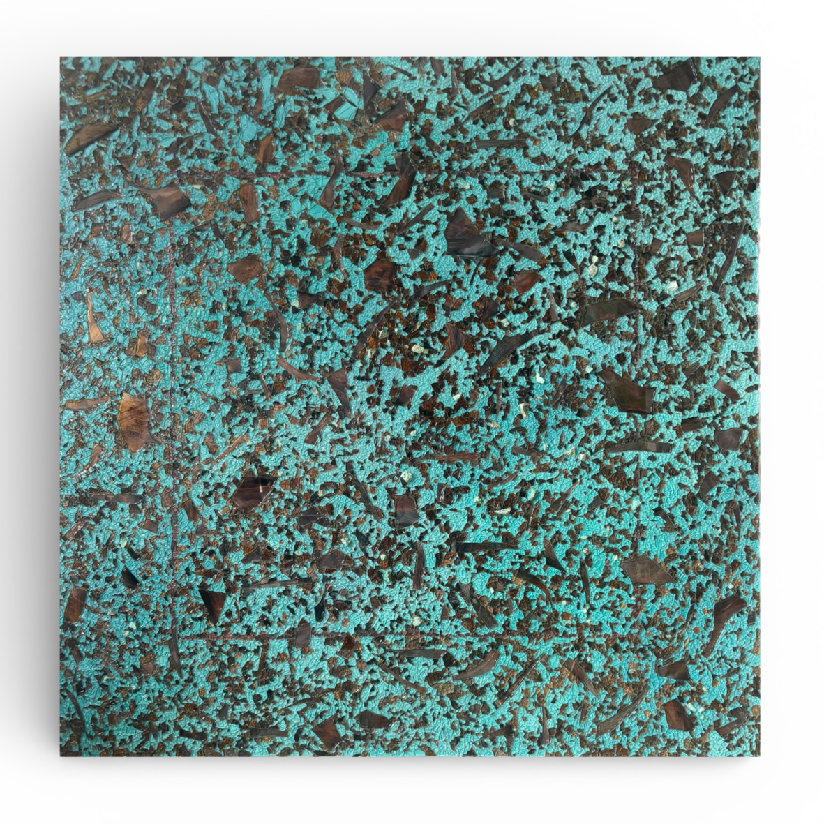 Alteronce Gumby, Cloud Dancer, 2026. Turquoise, glass, and acrylic on panel. 72 x 72 inches