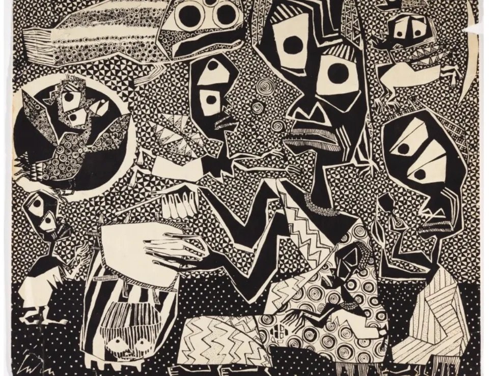 Suzanne Wenger, Untitled (black and white), screenprint, 1968