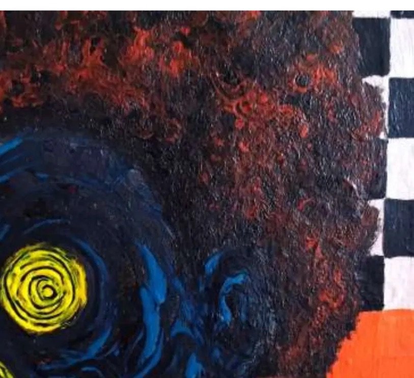 Lindani Nyandeni, Fruits in the Light, Acrylic painting mixed media on unstreched canvas. 2023