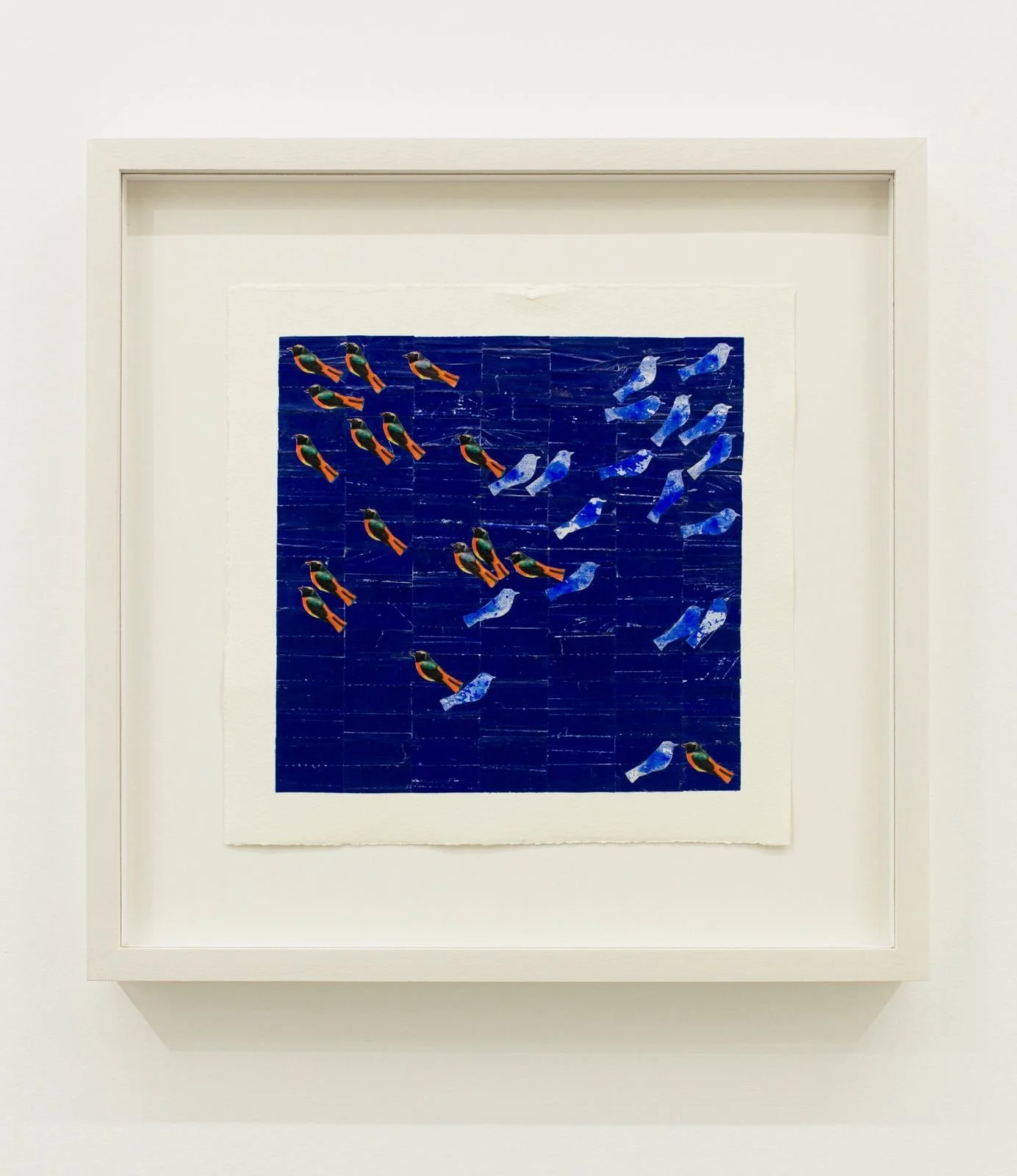 Luana Vitra, Fluxos Migratórios, 2025, Collage of Wagi labels on paper, 40 × 40 cm