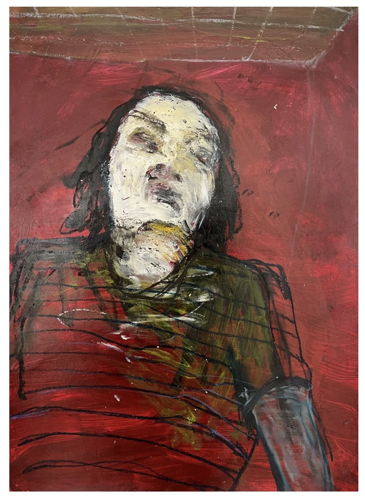 Selome Muleta, Untitled, 2024, Acrylic and oil pastel on paper. 23 3/8 x 16 1/2 in.