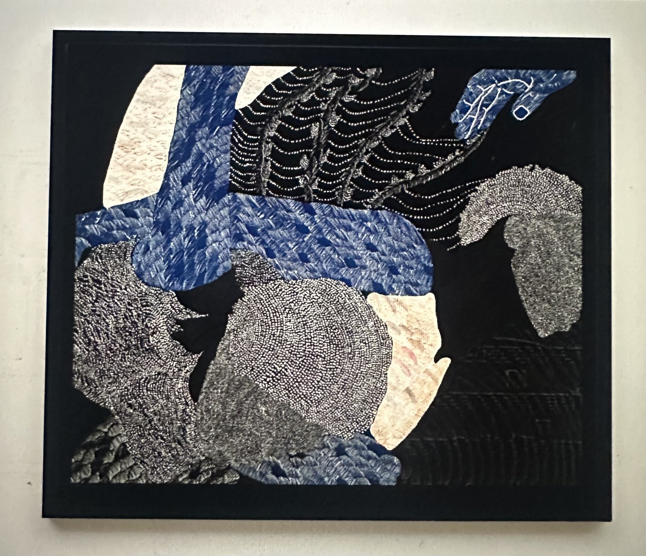 Nate Lewis, Syncopated Current V,” 2024. Hand sculpted inkjet print, ink, graphite, frottage of musical score