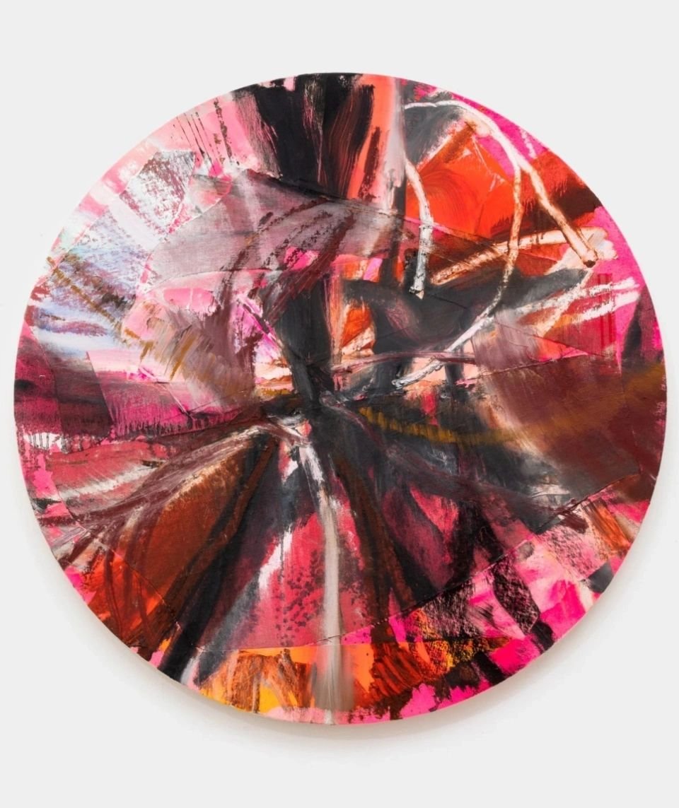 Paul Verdell, Same Song, Oil, acrylic and collage on canvas wrapped panel, 2024