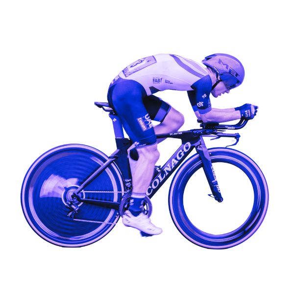 Competitive cyclist with purple filter