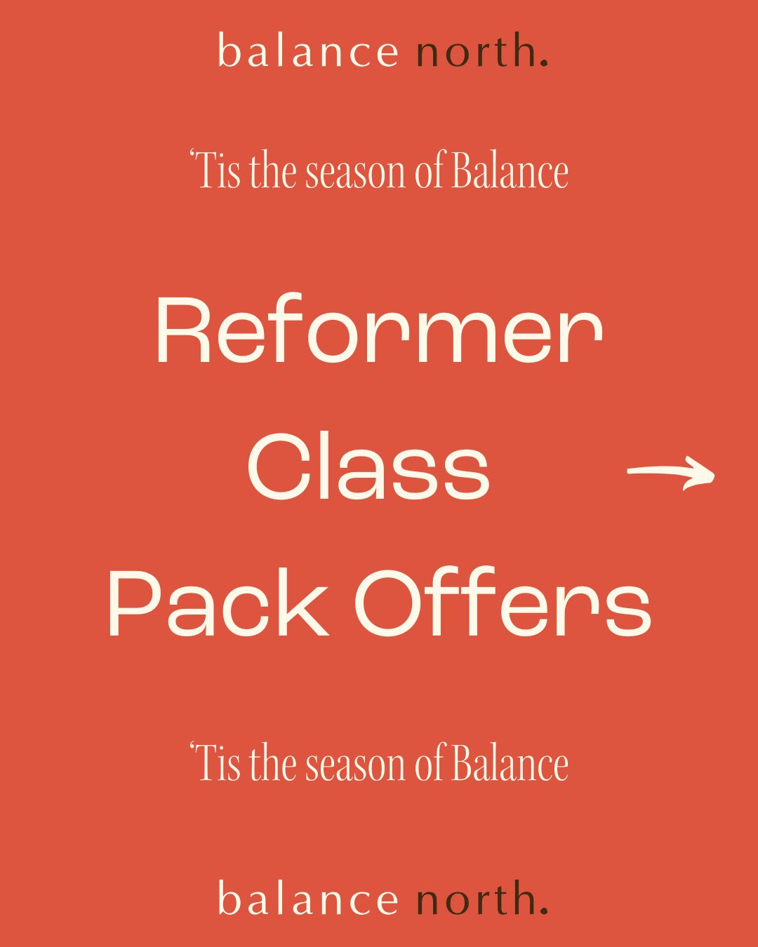 &lsquo;Tis the season of Balance 🎁. We&rsquo;re kicking off our biggest ever sale with amazing offers on bulk reformer class packs. These packs can be purchased via the Mindbody app.⁠
⁠
Offer ends 14th of December.⁠
⁠
A new offer will be released ea