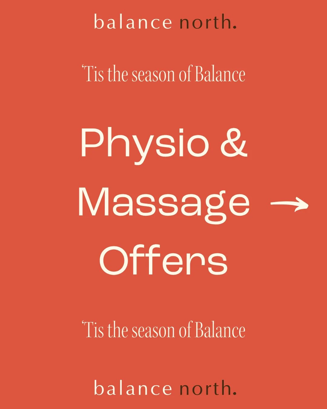 &lsquo;Tis the season of Balance 🎁. For a limited time, book an initial massage or initial physio appointment for only $99 (usually $135)! ⁠
⁠
Bookings can be made via the link in our bio!⁠
⁠
Offer ends 14th of December.⁠
⁠
A new offer will be relea