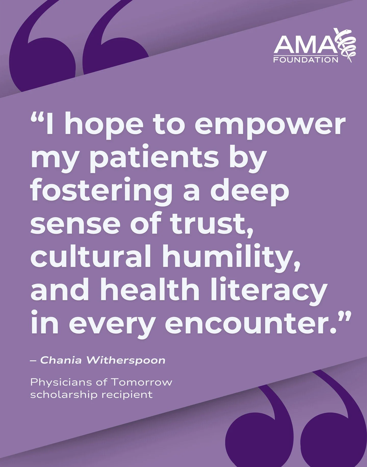 For Chania Witherspoon, a 2025 AMA Foundation Physicians of Tomorrow Scholar from the University of South Carolina School of Medicine Greenville, medicine is rooted in trust, cultural humility, and empowering patients through health literacy.