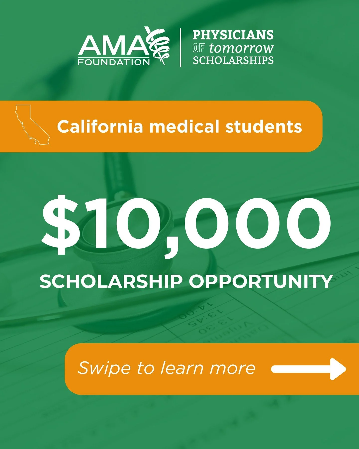 Calling all California medical students interested in pursuing anesthesiology or rural medicine! Now is the time to apply for the the H. Hugh Vincent, MD, Family Scholarship. Visit amafoundation.org/applications to apply today. 
🗓️ Applications clos
